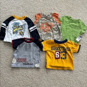 Bundle of 5 Shirts for Sizes 12 and 12-18 Month Toddlers